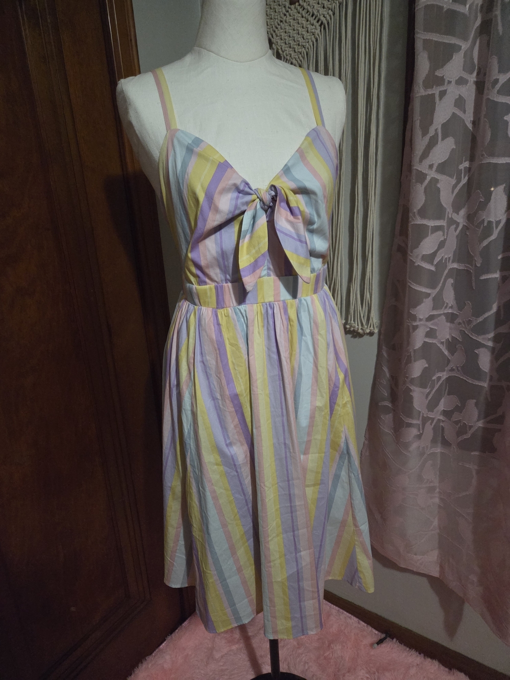 torrid Pastel Stripe Tie-Front Midi Dress in Yellow, Pink, Lavender, Blue